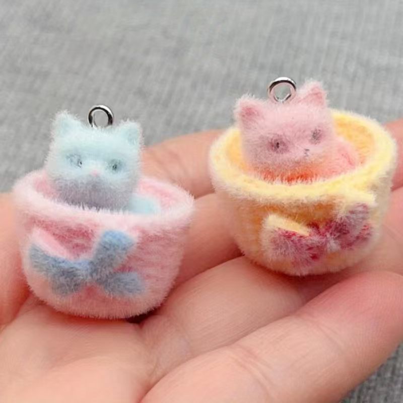 Resin Art Jewelry Kit - 4 buah liontin kucing resin 3D,