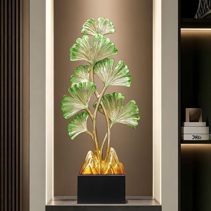 Resin Art Gift For Birthday - Patung Seni Daun Ginkgo Mewah 82cm,