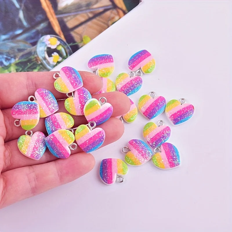 Resin Art Jewelry Kit - 10 Buah Liontin Resin Hati Warna-warni
