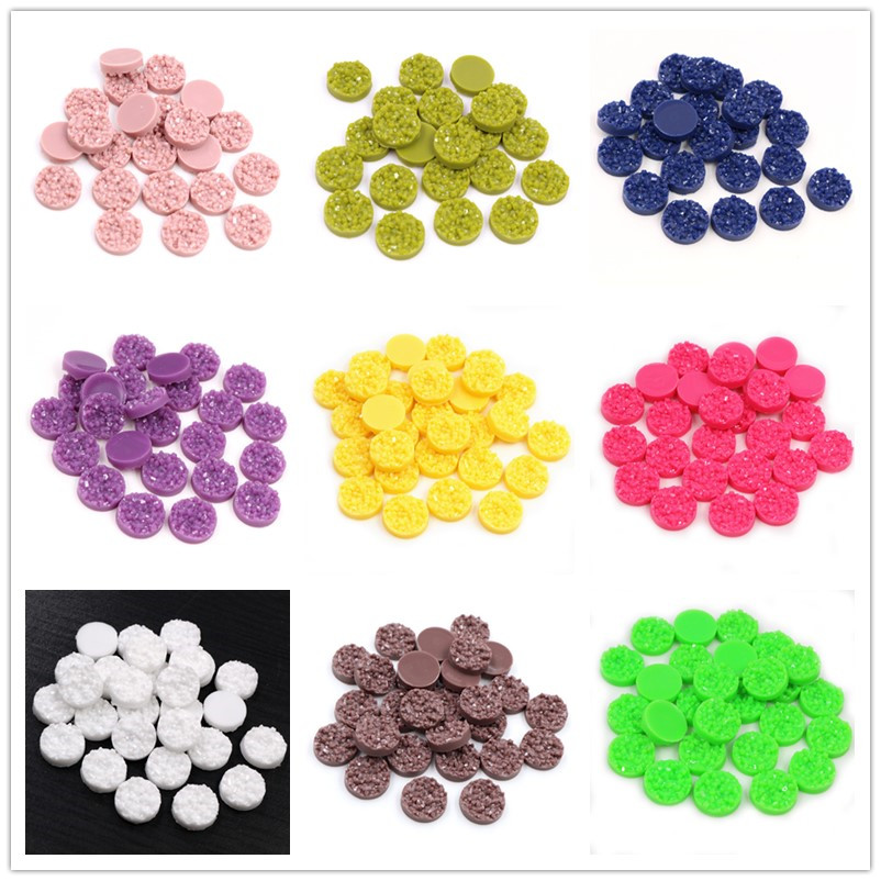 Resin Art Jewelry Kit - 40 Buah Resin Druzy Cabochons Kubah