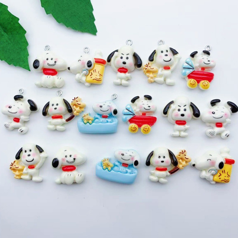 Resin Art Jewelry Kit - 12 buah liontin anjing kartun resin,