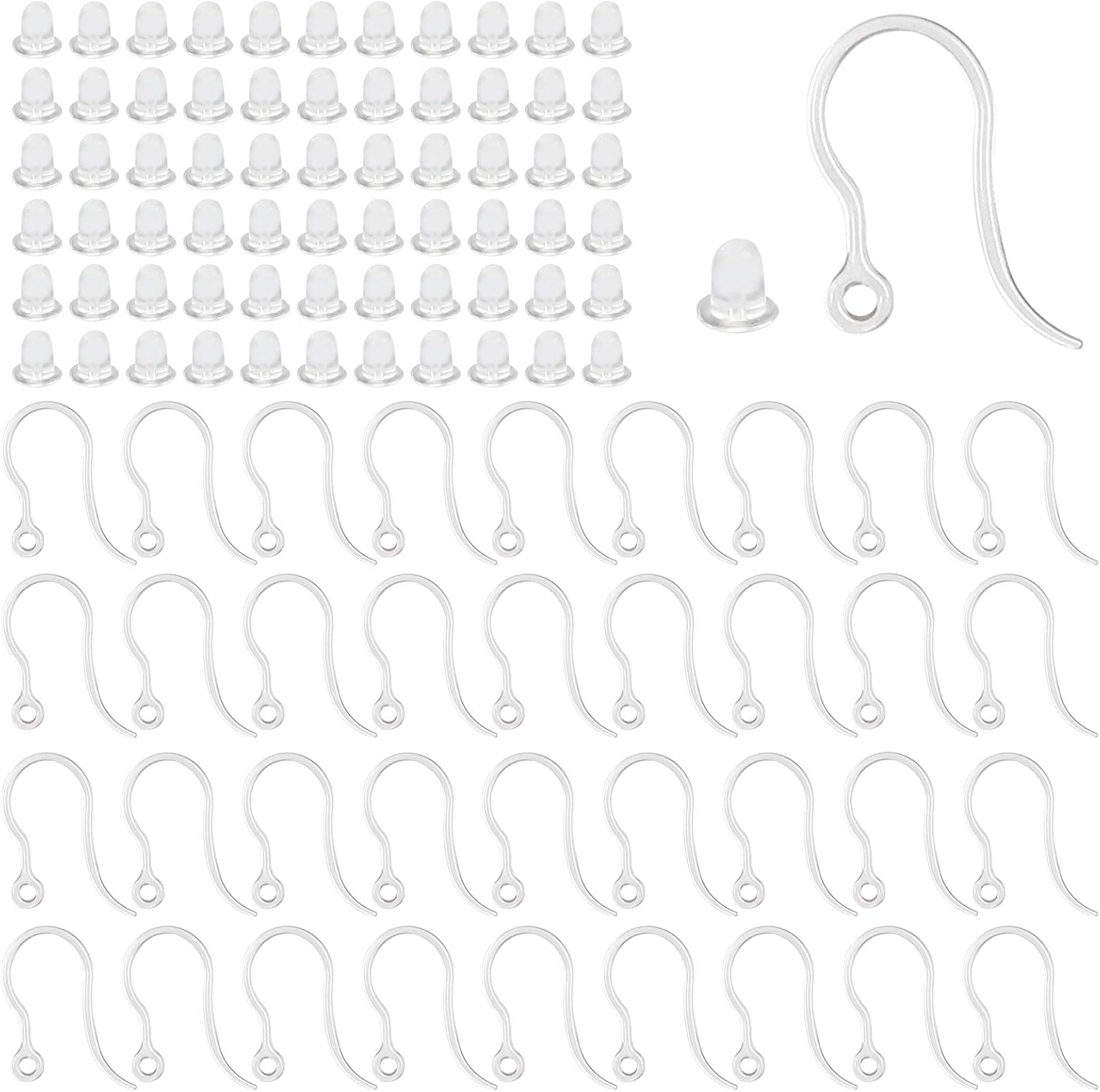 Resin Art Jewelry Kit - 40 pcs Pengait Anting Plastik Transparan