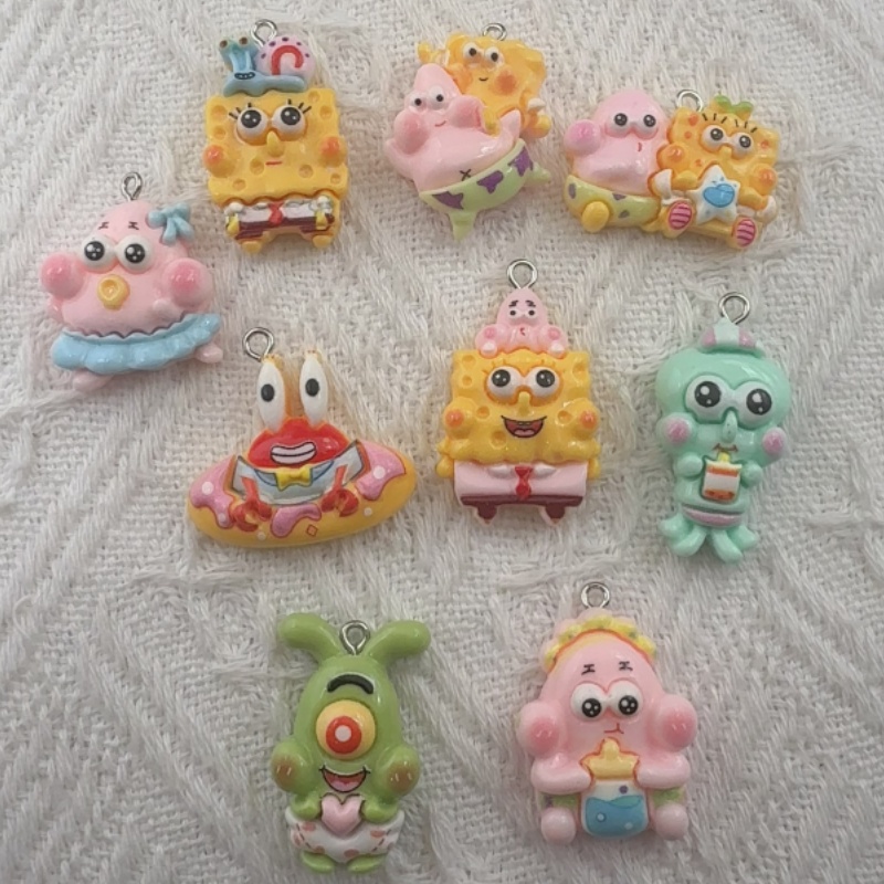 Resin Art Jewelry Kit - 10 buah liontin resin kartun, anting-anting