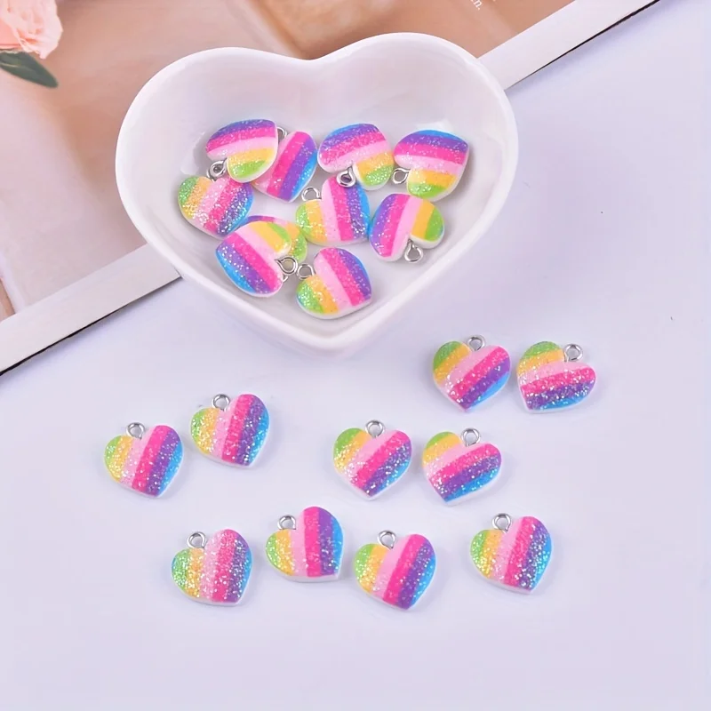 10 Buah Liontin Resin Hati War - Resin Art Jewelry Kit ulasan dan harga