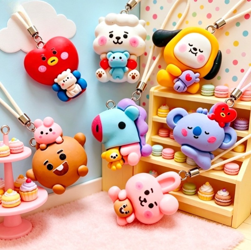 7pcs BT21 Resin Kartun Charm A - Resin Art Jewelry Kit ulasan dan harga