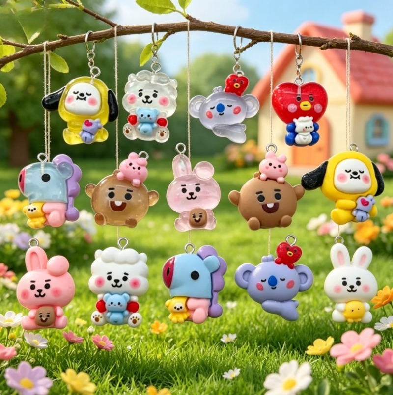 7pcs BT21 Resin Kartun Charm A - Resin Art Jewelry Kit ulasan dan harga
