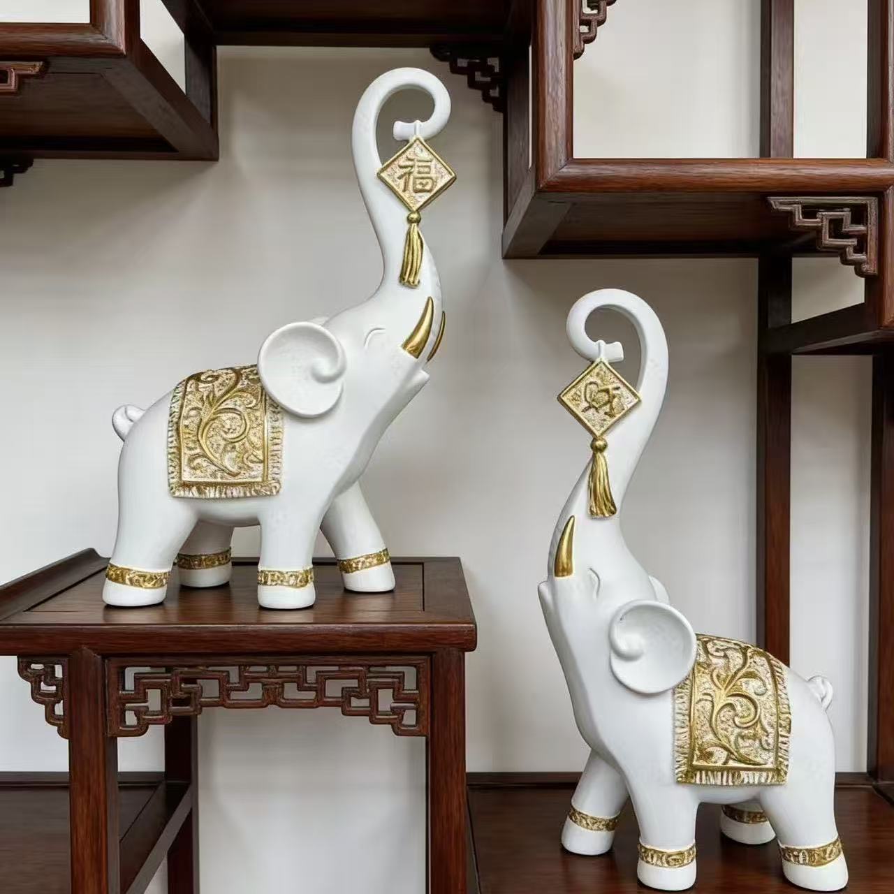 Satu Pasang Patung Gajah Tiong - Resin Art Anniversary Gift ulasan dan harga